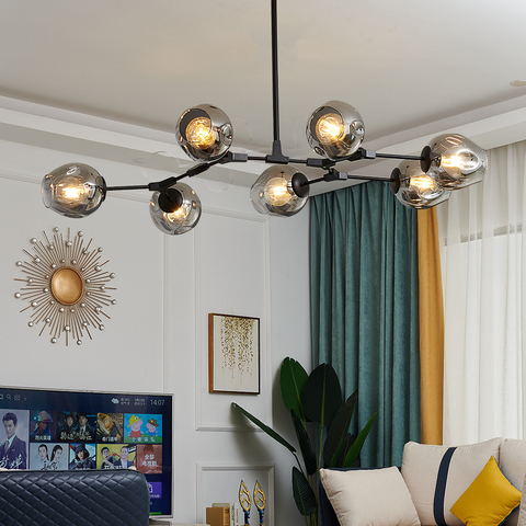 Nordique LOFT verre LED lustre moderne suspension lampe chambre salon salle à manger Villa suspendu boule cuisine lustre éclairage ► Photo 1/6