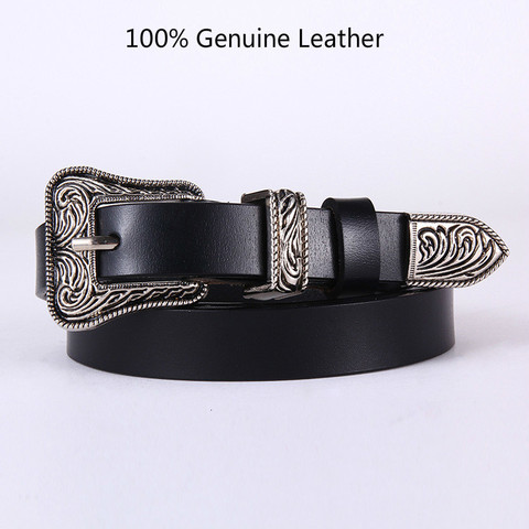 Ceintures en cuir véritable pour Femme, marque de luxe, style cowboy occidental, 100% ► Photo 1/6