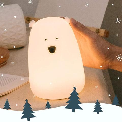 Mignon ours LED veilleuse décoration Lampara De Noche ddortoir orio bébé enfants lampe De chevet Silicone tactile capteur contrôle du robinet ► Photo 1/6