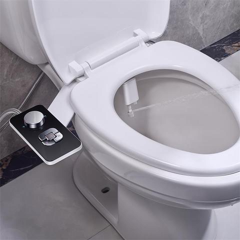 Siège de toilette Ultra-fin avec fixation Bidet, hygiène personnelle, double buse avant et arrière, Non électrique, lavage automatique, eau froide ► Photo 1/6