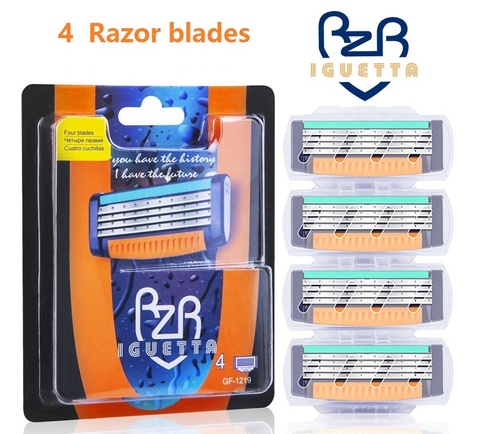 4 pcs/pack. Haute qualité hommes lame de rasoir soins du visage rasage cassettes hommes lames de rasage Compatible gillettee Mache 3 rasoir ► Photo 1/6