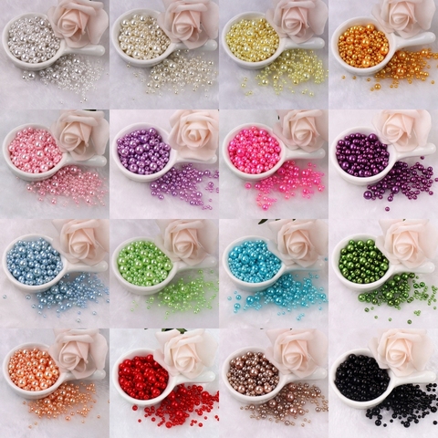 Perles d'imitation rondes en ABS, 20 couleurs, 3mm 4mm 5mm 6mm 8mm, perles rondes avec trou pour bricolage, collier, Bracelet, accessoires de fabrication de bijoux ► Photo 1/6