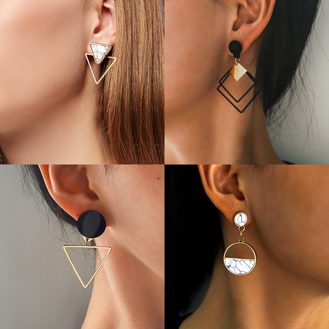 X & P nouvelle mode ronde pendaison coréenne boucles d'oreilles pour les femmes géométrique rond coeur or boucle d'oreille mariage 2022 kolczyki bijoux ► Photo 1/6