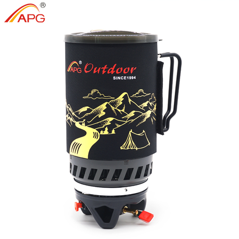 APG Portable 1400 ml Système de Cuisson En Plein Air Randonnée Camping Cuisinière Échangeur de Chaleur Pot Propane Brûleurs À Gaz ► Photo 1/6