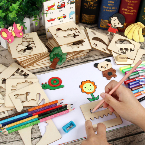 100 pièces bébé jouets école peinture outils éducatifs coloriage livre peinture apprentissage coloriage planche à dessin en bois dessin jouets ► Photo 1/6