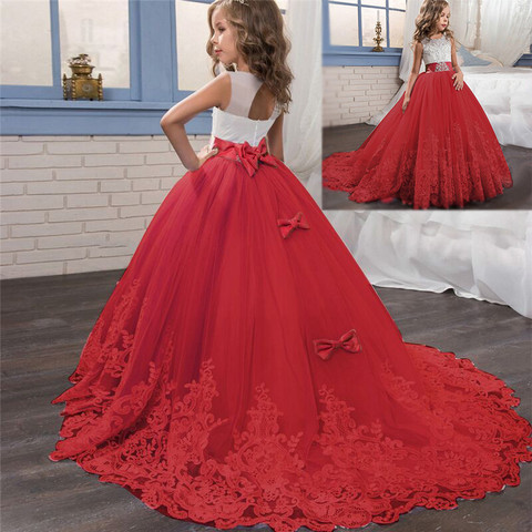 Robe longue de princesse pour enfant et adolescente,vêtement pour mariage, soirée, demoiselle d'honneur, bal, nouvel an et noël, tenue pour fille, ► Photo 1/6