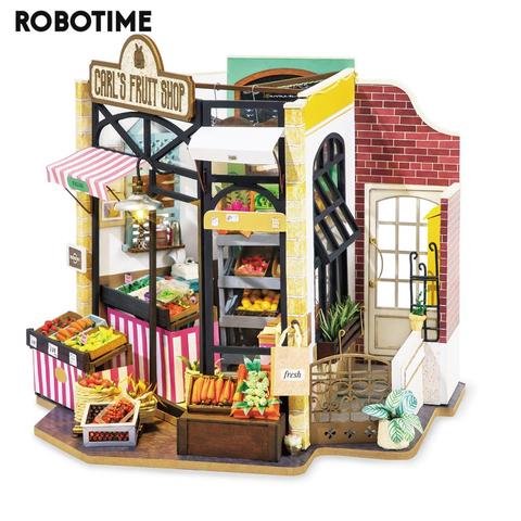 Robotime Rolife bricolage boutique de fruits Carl maison de poupée avec meubles enfants adulte Miniature maison de poupée Kits en bois jouet DG142 ► Photo 1/5