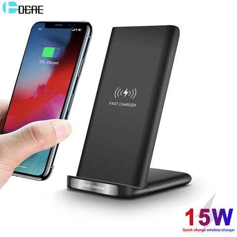 15W Qi support de chargeur sans fil pour iPhone X XS MAX XR 11 12 Pro 8 Samsung S20 S10 Note 20 Station de chargement rapide support de téléphone ► Photo 1/6