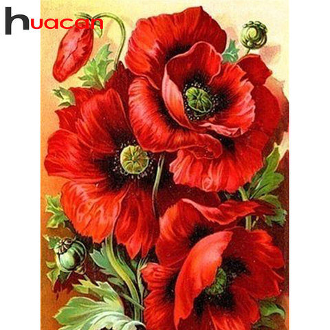 Huacan-peinture diamant diamant thème thème fleurs, broderie complète 5D, mosaïque et coquelicot, à bricolage, décoration d'intérieur ► Photo 1/6