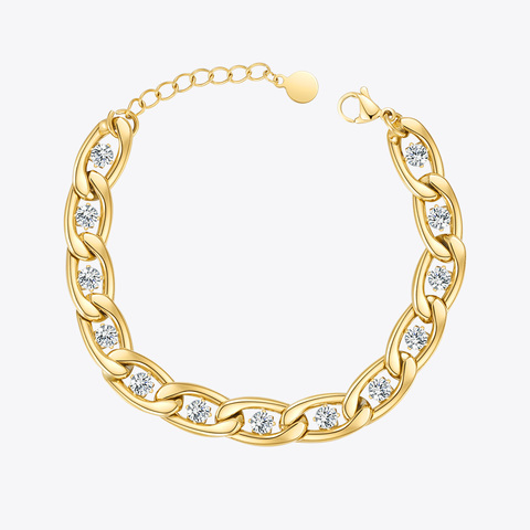 ENFASHION – Bracelet en Zircons pour femmes, chaîne élégante en acier inoxydable, couleur or, bijoux à la mode, B212228 ► Photo 1/4