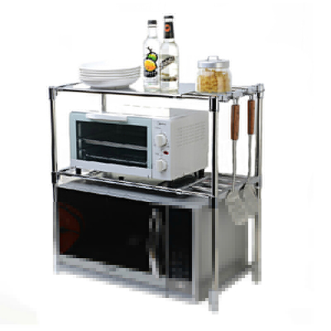 Support d'étagère de four à micro-ondes réglable de haute qualité Type debout multi-fonctionnel Double supports de stockage de cuisine en acier inoxydable ► Photo 1/4