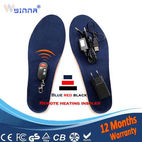 Usb électriquement chauffage semelles avec télécommande chauffe-pieds pour femmes chaussures hiver extérieur semelles thermiques taille EUR 35-46 # ► Photo 1/6