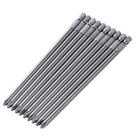 10 pièces 1/4 ''150MM longueur S2 acier tournevis magnétique Bits croix tête PH2 tournevis électrique jeu d'embouts ► Photo 1/6