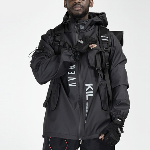 Multi poches Cargo vestes manteaux hommes coupe-vent Hip Hop Sport Streetwear en plein air Techwear Harajuku Sport vêtements de sortie d'hiver ► Photo 1/1