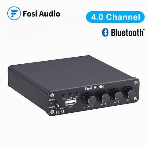 BS-A1 Bluetooth 50W x4 amplificateur récepteur Audio stéréo 4 canaux Mini HiFi classe D amplificateur intégré lecteur USB pour haut-parleur à la maison ► Photo 1/6