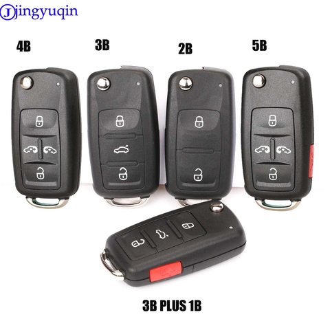 Jingyuqin – coque pliable pour clé de voiture, 2/3/4/5 boutons, pour VW/VOLKSWAGEN Caddy Eos Golf Jetta Beetle Polo Up Tiguan Touran ► Photo 1/5