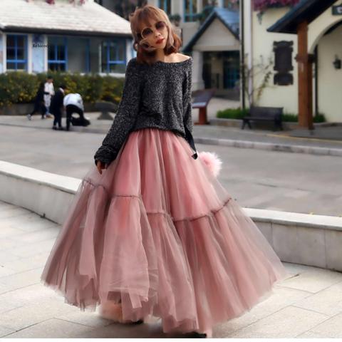 Tulle jupes femmes plissé maille 3 couches princesse Tutu jupes doux demoiselles d'honneur Midi élastique taille haute jupe ► Photo 1/6