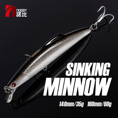 Noeby coulant à la traîne Minnow leurres de pêche 14 16cm 35 60g Wobblers eau salée appât dur artificiel pour brochet bar leurre de pêche ► Photo 1/6