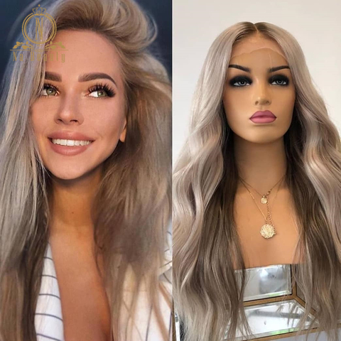 Perruque Full Lace Wig naturelle gris cendré-Nabeauty | Cheveux humains, cheveux humains, Transparent, ombré, 13x6, 180 de densité ► Photo 1/6