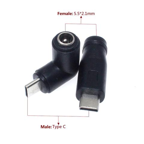 5.5*2.1mm 5.5x2.1mm prise femelle à type-c USB 3.1 prise mâle 90 / 180 degrés adaptateur de connecteur d'alimentation cc à Type C mâle ► Photo 1/6