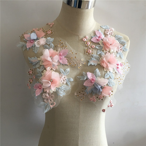 Fleurs tridimensionnelles Imitation perle dentelle collier broderie bricolage Tulle dentelle collier décoration vêtements appliques accessoires ► Photo 1/6