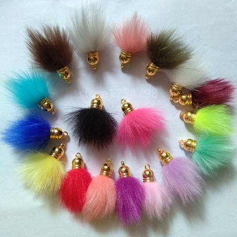 FUYIER – Mini Pompon boule de fausse fourrure de lapin, 19 couleurs, pièces de bijoux à faire soi-même, pendentif pour sac chaîne rideau Pompon, artisanat fait à la main, 20 pièces ► Photo 1/6