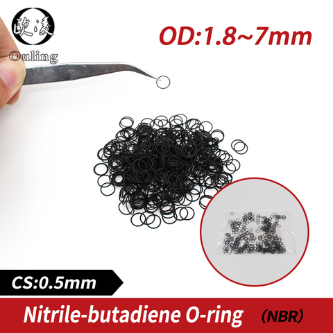 Joint d'étanchéité en caoutchouc Nitrile, 20 pièces/lot, noir NBR CS 0.5mm épaisseur OD1.8/2.5/2.8/3/3/4/4/5//5/5/7mm ► Photo 1/5
