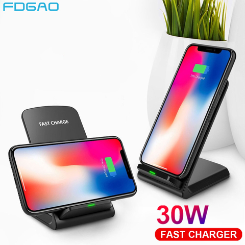 FDGAO 30W Qi chargeur sans fil pour iPhone 12 Pro Max 11 XS XR X 8 Samsung S20 S10 Note 20 10 USB C Induction support de charge rapide ► Photo 1/6