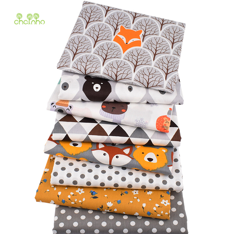 Chainho – tissu en coton sergé imprimé, série animaux de la Jungle, tissu Patchwork, matériel de courtepointe de couture pour bébé et enfant, 8 pièces/lot ► Photo 1/6