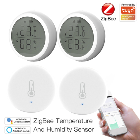 Capteur de température et d'humidité Tuya ZigBee compatible avec Alexa  Google