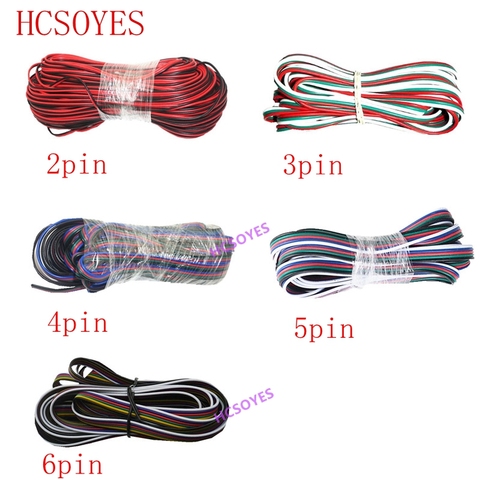 5 ~ 100 mètres 2pin 3pin 4pin 5Pin 6pin 22 AWG Extension câble électrique connecteur de Led pour 5050 WS2812 RGBW rvb CCT LED Stirp ► Photo 1/6