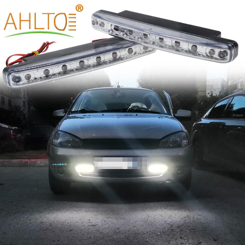 2X voiture Led jour conduite lumière courante 8 LED DRL antibrouillard étanche blanc brillant Auto Durable DC 12V lampe frontale Parking ampoule ► Photo 1/6