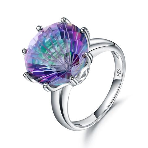 GEM'S BALLET-anneaux ronds classiques colorés naturels, bague en Quartz mystique en arc-en-ciel, en argent Sterling 925, bijou fin pour femmes, mariage ► Photo 1/6