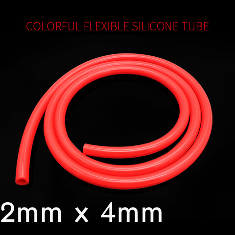 2x4 Silicone Tube ID 2mm OD 4mm Flexible en caoutchouc tuyau épaisseur 1mm pour Grade lait doux boisson tuyau connecteur d'eau coloré ► Photo 1/5