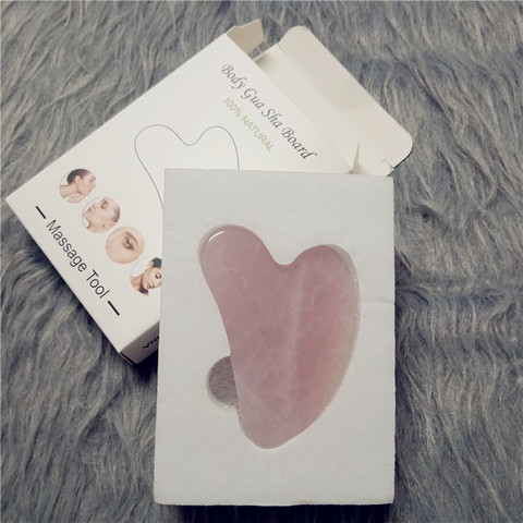 Planche de Massage Gua Sha en Jade naturel, Quartz Rose, pierre de Guasha pour enlever les rides de la peau du visage et du cou, soins de beauté ► Photo 1/6