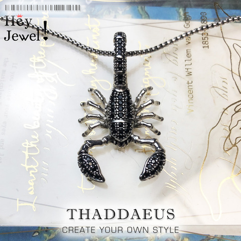 Scorpion Collier de Chaîne De Lien, 925 En Argent Sterling Ts Mode Bijoux Thomas Style Rebelle Croix Bijoux Cadeau Pour Hommes et Femmes Ami ► Photo 1/6