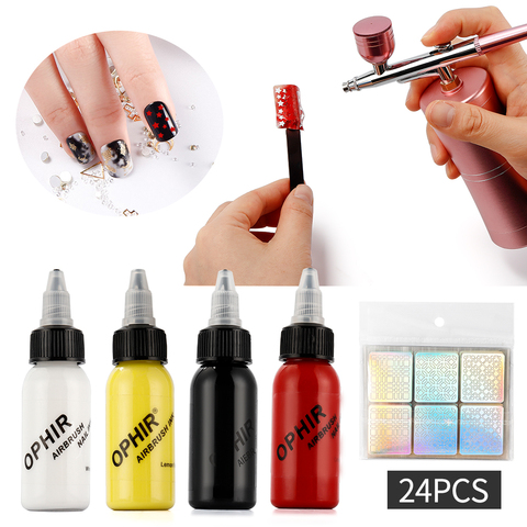 Aérographe encre pour ongles vernis à ongles peinture à ongles utilisation pour aérographe pistolet faisant motif creux couleur peinture pochoir outils d'art des ongles ► Photo 1/6