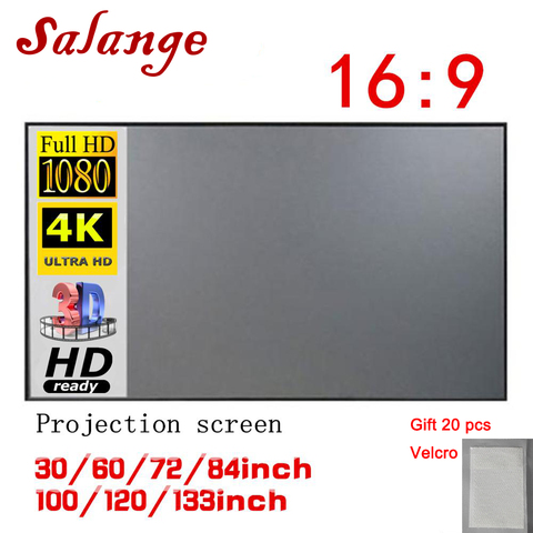 Écran projecteur Salange 72 84 100 120 pouces écran Anti-lumière pour la maison bureau extérieur Portable 3D HD écran de Projection ► Photo 1/6