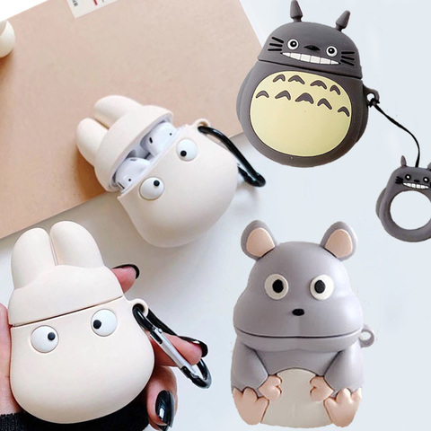 Étui Airpods 1/2 3D Totoro lapin, boîtier pour écouteurs sans fil, design de dessin animé Kawaii, sans visage ► Photo 1/6