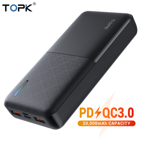 Chargeur de batterie Portable TOPK batterie 20000mAh Charge rapide PD 3.0 pour iPhone Xiaomi Samsung téléphone Portable ► Photo 1/6