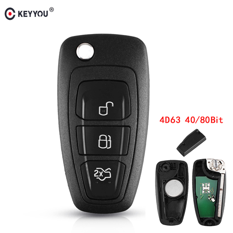 KEYYOU-clé télécommande à 3 boutons, 434/433 Mhz, puce 4D63, 2011 Bit, pour voiture Ford Mondeo Focus c-max 2012, 2013, 2014, 40/80 ► Photo 1/6