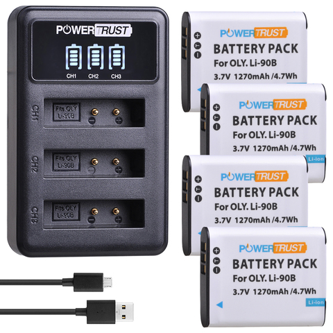 Batterie et chargeur pour Olympus, 4x LI-90B LI 90B LI-92B Li90B TG-6 TG-5 tg-tracker SH-1 SH-2 SP-100 IHS duty TG-1 TG-2 ► Photo 1/6