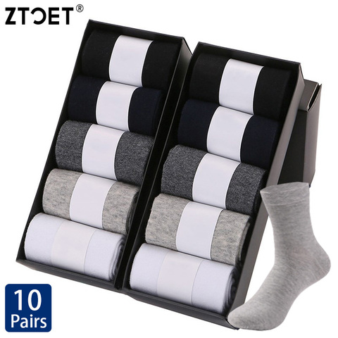 Chaussettes d'affaires noires en coton pour hommes, 10 paires, nouveau Style, souples, respirantes, de haute qualité, grande taille (38-47) ► Photo 1/6