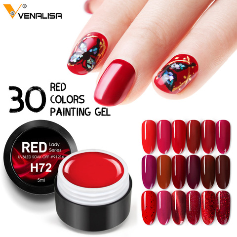 2022 nouveau Nail Art VENALISA Semi Permanent Émaux Rouge Couleur Paillettes UV Gel Vernis à ongles Mat Paillettes Ongles Gel Vernis Laque Gel ► Photo 1/6