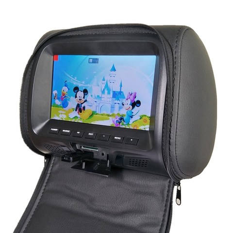 Ecran de voiture, coussin repose tête avec moniteur universel de 7 pouces avec haut-parleur, lecteur MP4 et MP5, prend en charge l'entrée AV USB et SD et FM et prend en charge les écouteurs et caméras ► Photo 1/6