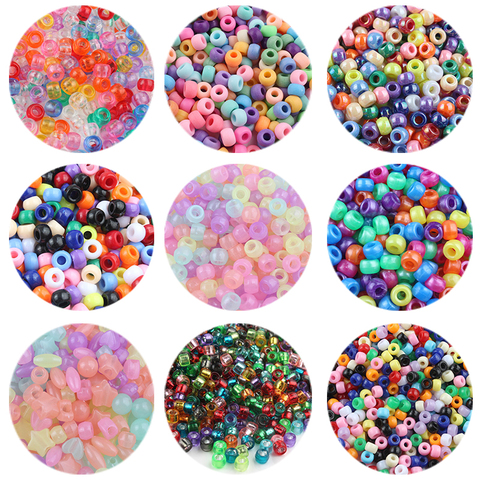 100/200 pièces 4mm 6mm couleur bonbon acrylique rond grand trou entretoise perles pour la fabrication de bijoux bijoux à bricoler soi-même accessoires pour l'artisanat ► Photo 1/6