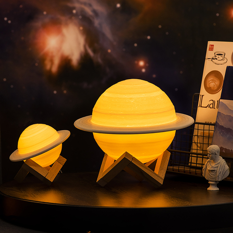 Lampe imprimée en 3D représentant saturne avec télécommande, luminaire décoratif, luminaire décoratif lunaire, chargeur USB, idéal pour un enfant, idéal comme cadeau, LED ► Photo 1/6