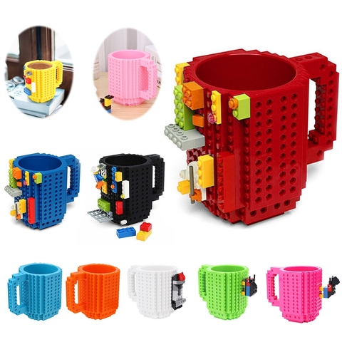 1Pc construire-sur brique tasse Type blocs de construction tasse à café bricolage bloc Puzzle tasse Portable Drinkware boire tasse ► Photo 1/6