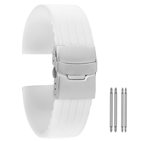 Bracelet de montre en Silicone blanc 18mm 20mm 22mm 24mm pasek do zegarka Bracelet de montre étanche résistant cinturino orologio ► Photo 1/6