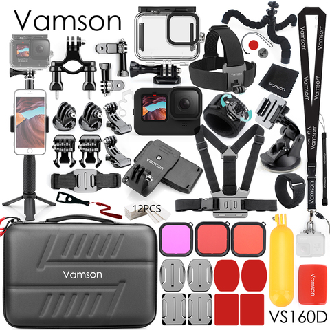 Vamson – Kit d'accessoires pour GoPro Hero 9, boîtier étanche, support de trépied, monopode noir, VS160 ► Photo 1/6